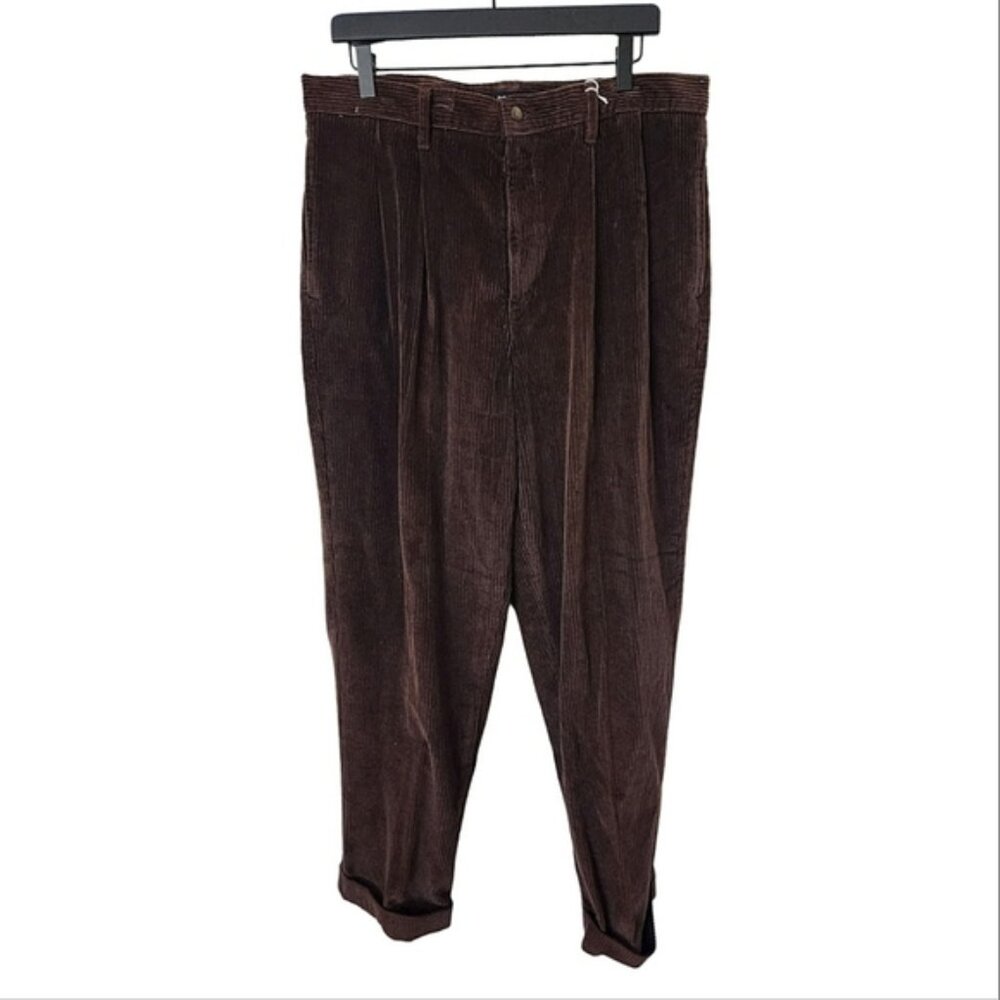 VINTAGE Brown Corduroy Pants Baggy Fit Pleated Front Dockers by Levis 90s